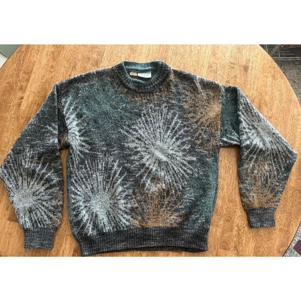 Vintage Cambio Italia Wool Blend Abstract Starburst Crewneck Sweater